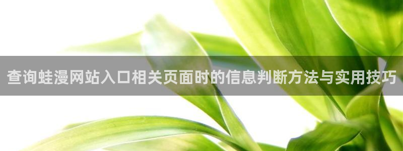 梦漫漫画精选作品：查询蛙漫网站入口相关页面时的信息判断方法与实用技巧